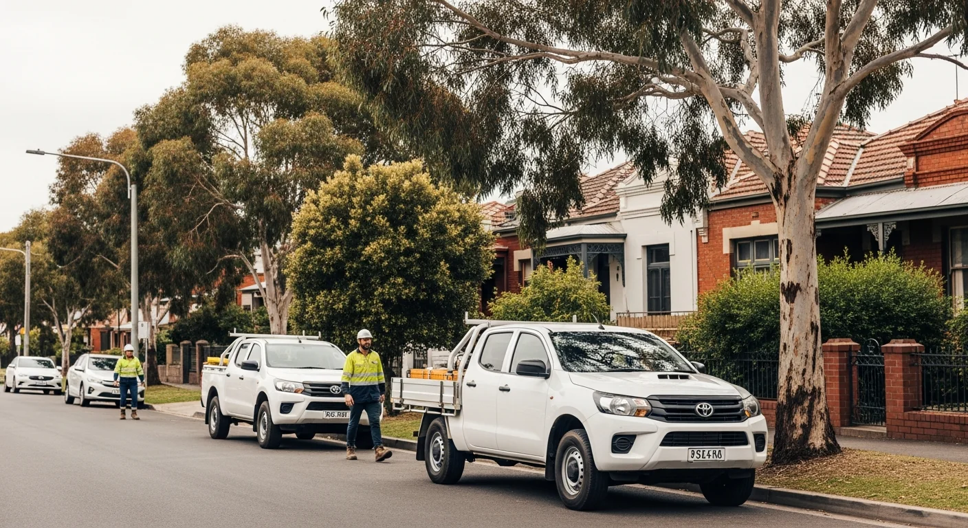 Melbourne electrician in hi-vis on a residential job in an inner Melbourne suburb
