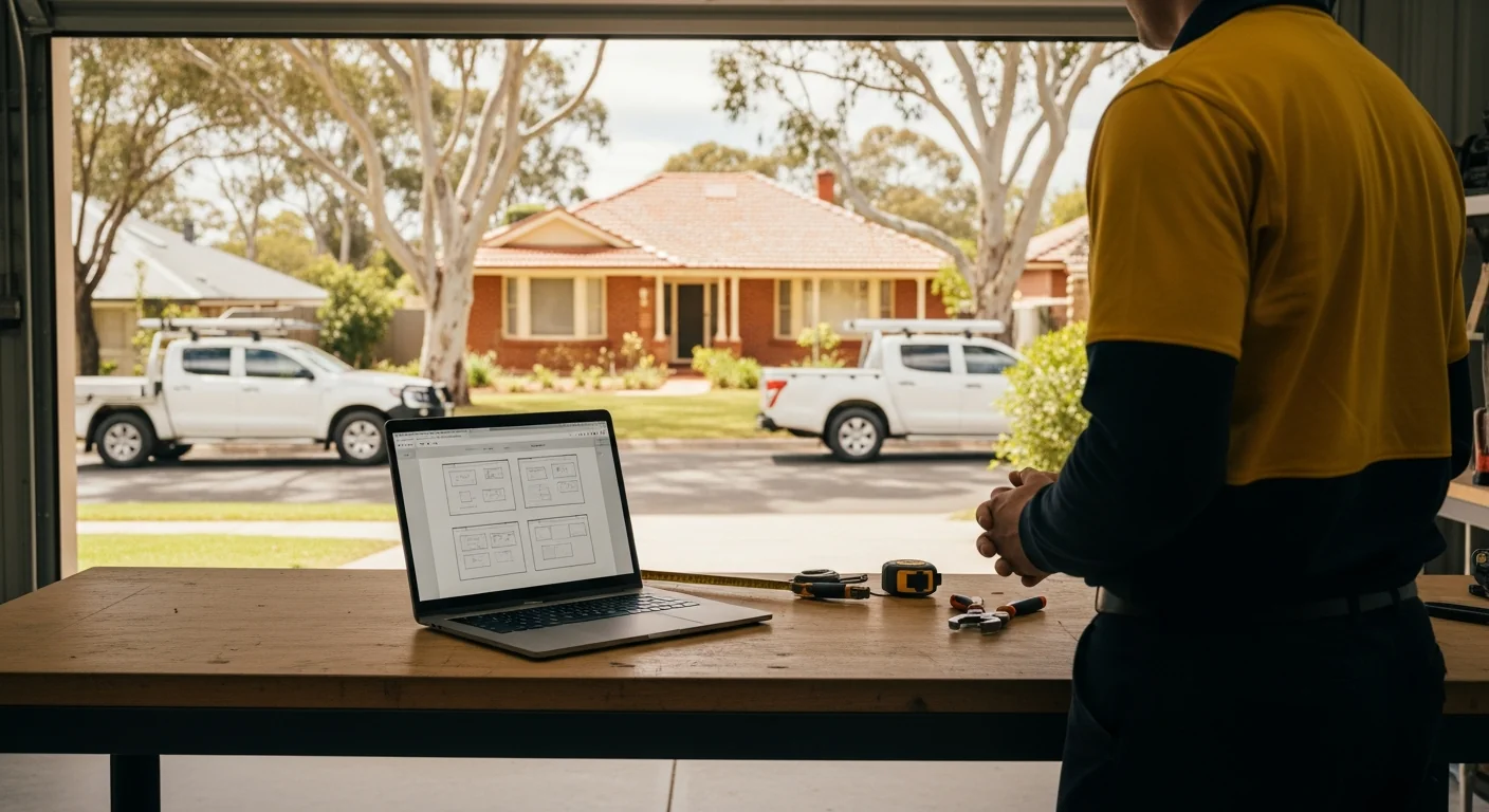 Tradie website being reviewed for SEO errors on a laptop