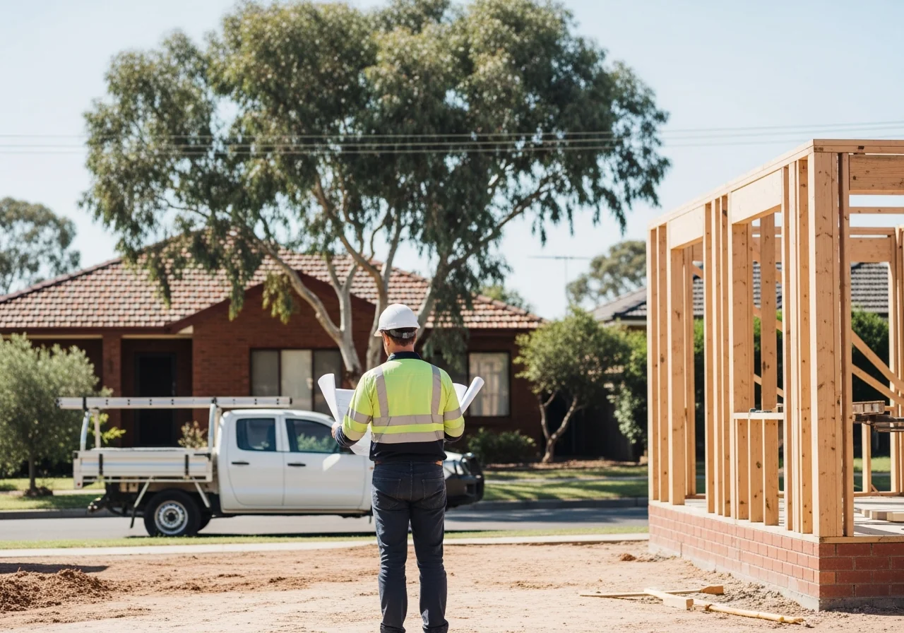SEO for builders - site supervisor reviewing construction plans on a residential build