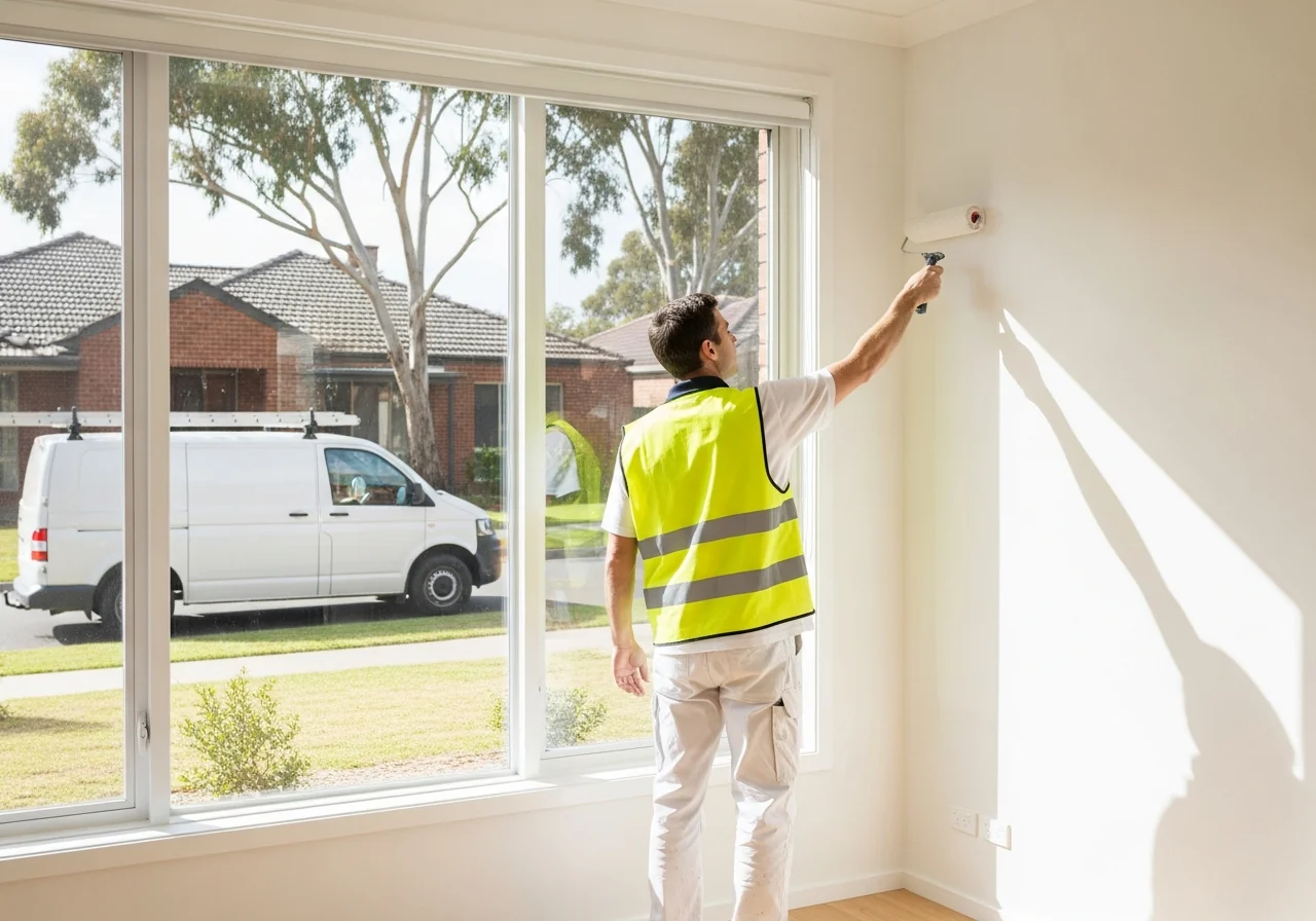 SEO for painters - painter finishing an exterior wall on an Australian home