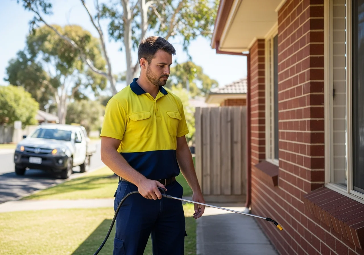 SEO for pest control - technician treating a home exterior for pests