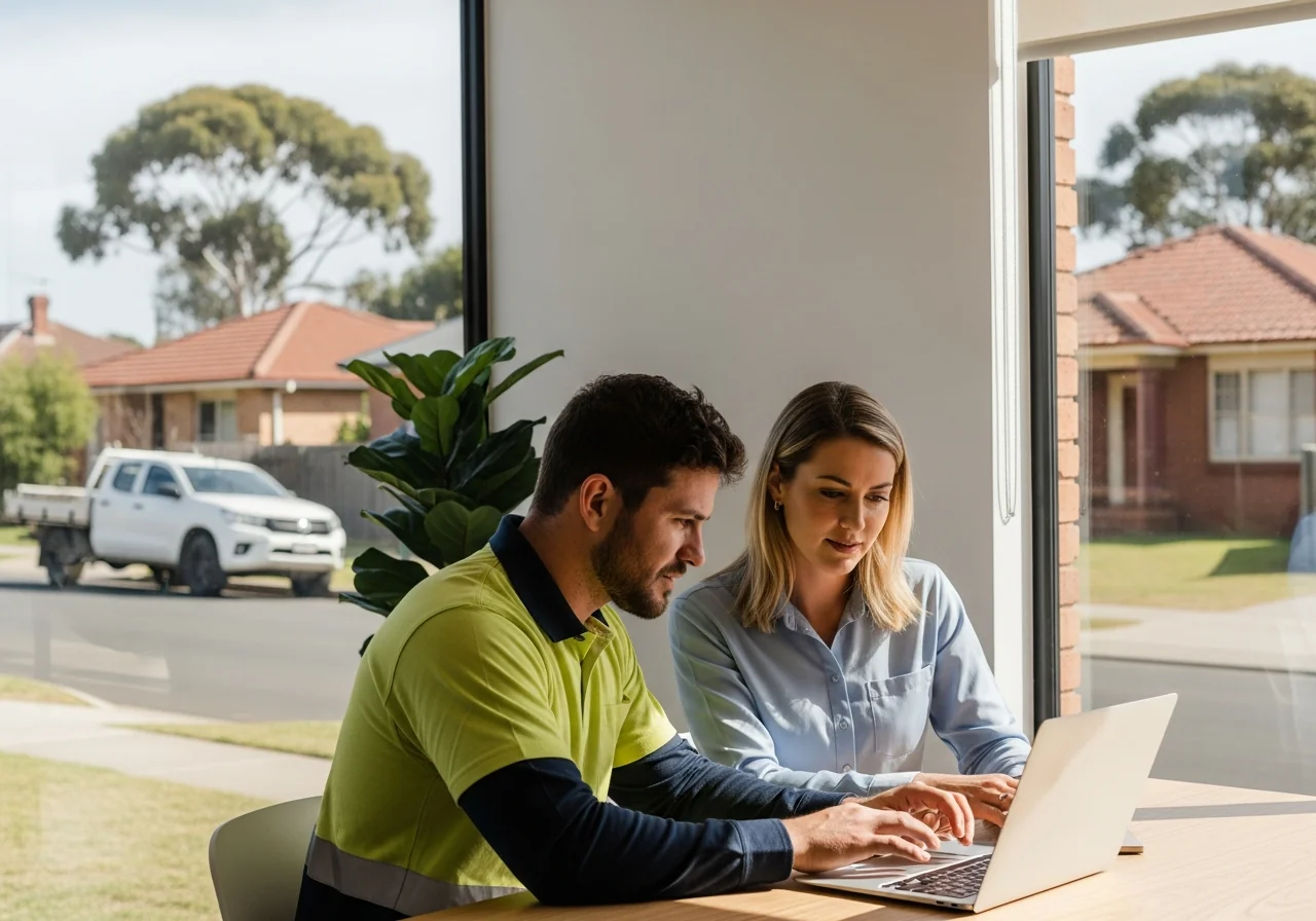 Close-up of a phone showing a Google search result for a tradie with both a paid ad and an organic listing visible, SEO and Google Ads for tradies in Australia